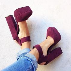 purple suede platforms shoes