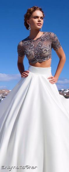 Tarik Ediz Couture beautiful crop top and full white skirt