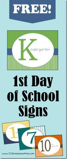 FREE printable First Day of School Signs - these are such simple, stylish back to school signs for Kindergarten - 12 grade.
