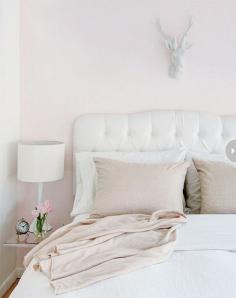 beautiful bedroom {pale pink & white} #bedroom #Talavera #handmade #Mexican explore MexicanConnexionforTile.com