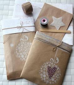 DIY: beautiful gift wrap using paper bags. Brown paper packages tied up with string.
