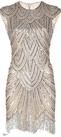 Vintage Bergdorf Goodman Bugle Beaded Cocktail Dress by Vigan, $215.00 Flapper Dress 1920s