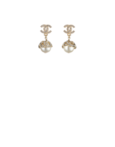 Earrings in metal set with diamantés... - CHANEL
