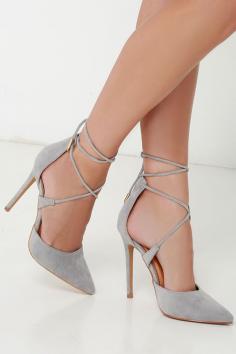 
                    
                        Suede Lace-Up Heels ==
                    
                
