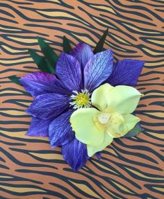 
                    
                        Tropical Purple Flower & Yellow Orchid Pinup Hair Flower
                    
                