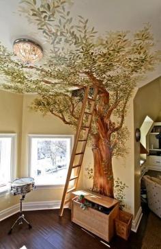 Child Room, Hiding Places, Tree House, Kids Room, Painting Trees, Reading Nooks, Trees House, Indoor Trees, Trees Murals