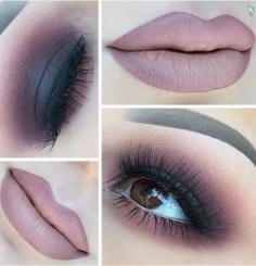 Recreate this look with 'Lumière' lipstick from ColourPop. | Very cool smokey eye with a nice nude lip! ❤️