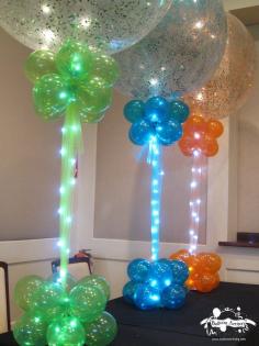 Sparkle Balloons with Rice Lights  Centerpeices #ideas #party #decor #bar #bat #mitzvah