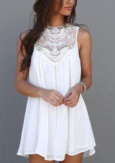 Cute little white dress women fashion outfit clothing style apparel @roressclothes closet ideas