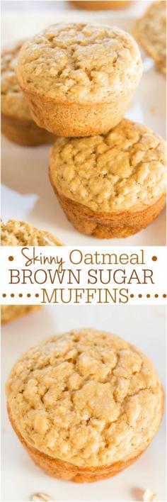 Skinny Oatmeal Brown Sugar Muffins - No oil, butter, or dairy, and just 1/4 cup brown sugar in the entire batch! Healthy, skinny AND yummy!!-pretty good! I used non fat Greek yogurt, pure maple syrup and vanilla almond milk.