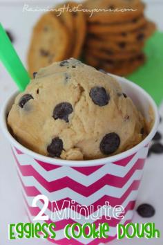 2 Minute Eggless Edible Chocolate Chip Cookie Dough - Raining Hot Coupons. Going to try this gluten free