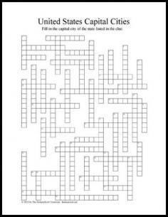 GEOGRAPHY--United States State Capitals Crossword Puzzle Printable