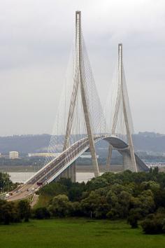 Pont de Normandie, France - The "Normandy Bridge" as it would be called in English spans the river Seine linking Le Havre to Honfleur in Normandy, Northern France.