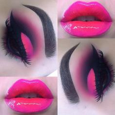 Pink and black eye makeup