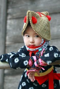 Umakko festival, Japan. Beautiful little girl.