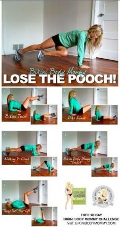 lose the pooch! Stomach Exercies, Bikinis Body, Post Baby, Ab Exercies, Stomach Exercise, Lower Ab, Home Workout, Ab Workout, Ab Exercise