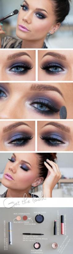 Today's Look : "Cut out my eyes and leave me Blind" -Linda Hallberg ( a perfect colorful smokey eye. This is a gorgeous deep violet bordering on blue, smoked out to perfection with a hint of glitter in inner eye and a bright pink lip) 07/21/13g