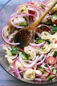 6. #Mediterranean Tortellini Salad with Red Wine #Vinaigrette - Here's How to Eat Pasta and #Still Lose 5 Pounds ... → Food #Salad