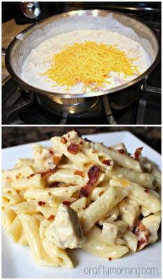 Chicken Bacon Ranch Pasta Recipe - My husband went back for THIRDS! #Bacon recipe  | CraftyMorning.com  #jewelexi  #food  #recipes