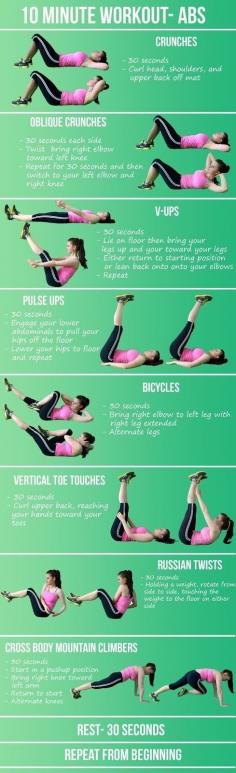 10 Minute Workout: Abs: i am seriously going to start eating healthy and working out! new years resolution!