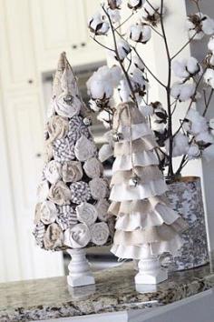 more diy Christmas cone trees - shabby chic roses and/or lace