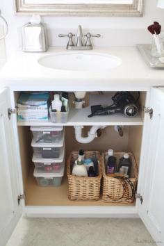 Bathroom Organization Tips - The Idea Room Love the cut out shelf for more storage and use of wasted space.