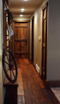 Reclaimed wood doors, trim and flooring.