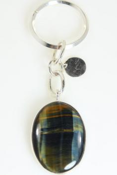 
                    
                        Tiger Eye Oval Stone in Sterling Silver Keychain by KenSuJewelry
                    
                