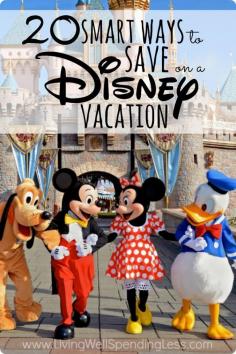 Vacations can get REALLY expensive...especially a Disney one! Here are 20 smart ways to save on your next Disney trip!