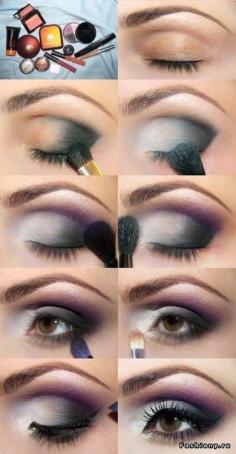 Purple and grey smokey eye makeup tutorial