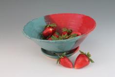 
                    
                        Berry Bowl  Colander  fruit bowl  red and blue  by NewDayPottery
                    
                
