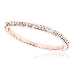 
                        
                            Ultra Thin Stackable Diamond Ring 0.18ct 14K Gold Curved Design
                        
                    