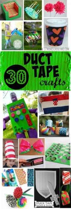 
                    
                        30 Duct Tape Crafts - so many fun, creative and interesting crafts for kids using duct tapes!
                    
                