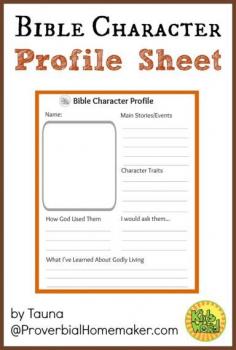 Bible Character Profile Sheet from Kids In The Word