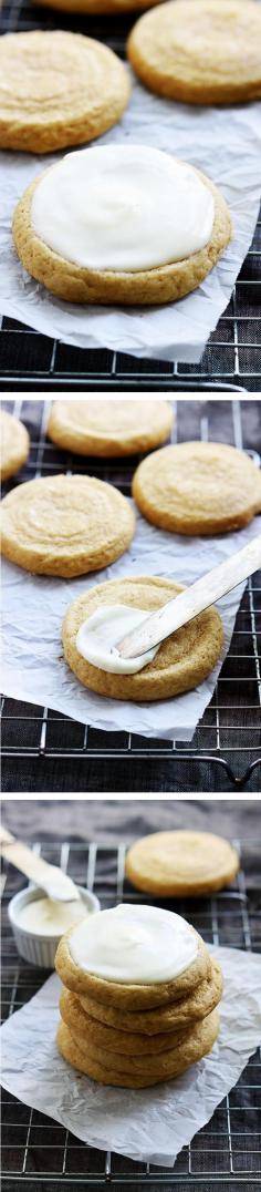 SUPER soft Pumpkin Sugar Cookies with the best cream cheese frosting! - make with pumpkin cookie cutter