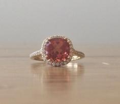 
                    
                        Colored Stone Engagement Ring  Halo Engagement Ring by bskdesigns
                    
                