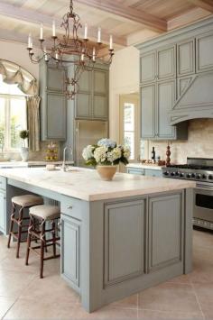 French Blue Kitchen Cabinets - love the cabinet color