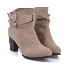 Fashionable Buckles and Chunky Heel Design Women's Short Boots, GRAY, 38 in Boots | DressLily.com