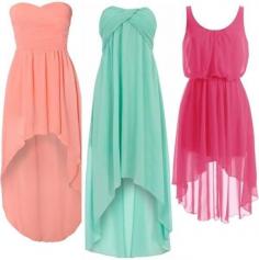 high low dresses, the strapless ones, different colors, love the style!