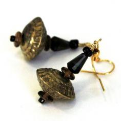 
                        
                            Hammered Brass Beaded Earrings Saucer Shaped by TalismanToo
                        
                    