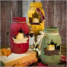 Cute chalk paint mason jar candle jars. I would put in coffee beans and I bet it would smell amazing!