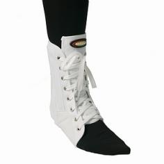 Maxar Canvas Ankle Brace (NAN-115) is made with heavy canvas material and soft flannel lining for comfort and longer usage. Four anatomically shaped aluminum stays ensure better support and help stabilize the ankle. Lace-up design maximizes support of the ankle joint and ensures better lateral fit. The tongue and side panels are lined for extra comfort. Lightweight and breathable fits easily in most shoes. Fits right or left ankle. Size: L. Colors: White. Highly recommended by Doctors for: Greater stabilization of the ankle joint. Rehabilitation after cast removal or following ankle surgery. Support following a moderate strain or sprain. Prevention during sports or highly strenuous physical activities.
