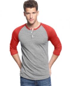 Alternative Apparel Three-Quarter Sleeve Raglan Henley Men Men's Clothing - T-Shirts