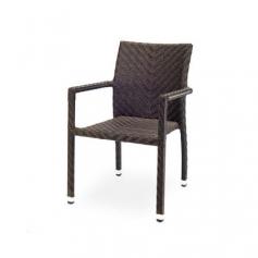 SOUR1018 Features Arm chair Material: Extra thick 2mm rustproof powder coated aluminum Designed to commercial specifications for resorts, hotels and the discerning homeowner Ideal for indoor or outdoor patios, restaurants, cafes, weddings or for any gathering 3 Years residential and 1 year commercial warrant against staining, fading, rotting, or breaking Miami collection Style: Modern Finish: Brown Frame Material: Aluminum Dimensions Overall: 35" H x 22" W x 26" D Weight: 11 lbs Overall Height - Top to Bottom: 35" Overall Width - Side to Side: 22" Overall Depth - Front to Back: 26