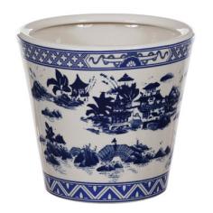 VQS2050: Features: -Blue and white traditional color. -Material: Ceramic. -Excellent accent item. -Comes in convenient size. Product Type: -Decorative urn. Style: -Traditional. Theme: -Architecture and landscape. Subject: -Home decor and furniture. Finish: -Blue and White. Hand-Made: -Yes. Primary Material: -Ceramic. Weather Resistant: -Yes. Age Group: -Adult. Outdoor Use: -Yes. Dimensions: Overall Height - Top to Bottom: -10. Overall Width - Side to Side: -9. Overall Depth - Front to Back: -9. Overall Product Weight: -4 lbs.