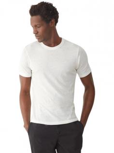 This soft crew neck tee in lightweight Eco-Heather Jersey delivers a perfectly worn-in look and feel.