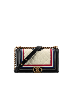 Boy CHANEL flap bag, lambskin & calfskin-ivory, red, navy blue & black - CHANEL