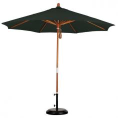 Large 9-foot-diameter canopy8 marenti wood ribs Strong and resilient resin hub Deluxe pulley lift system Durable 1.5-inch marenti wood pole. A classic symbol of summertime relaxation, the California Umbrella 9 ft. Marenti Wood Market Umbrella offers all the benefits of a traditional wood market umbrella. The hallmark of this umbrella is its beautiful 100% marenti wood pole and rib system. The dark-stained finish over traditional marenti wood is perfect for outdoor dining rooms and poolside decor. The deluxe pulley lift system ensures a long-lasting shade experience suitable for commercial settings. And the generous 9-foot canopy comes in a wide variety of fabric options, offering the highest level of customization. About California UmbrellaCalifornia Umbrella is known for producing high-end, quality patio umbrellas and frames for over 50 years. The California Umbrella trademark is immediately recognized for its standards in engineering and innovation among all the brands in the United States. As a leader in the industry, California Umbrella strives to provide you with products and service that will satisfy even the most demanding consumers. Its umbrellas are constructed to give the consumer many years of pleasure, and its canopy designs are limited only by the imagination. California Umbrella is dedicated to providing artistic, innovative, fashion-conscious, and high-quality products for all your needs. Color: Sunbrella Black.