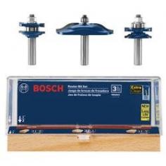 This Bosch RBS003 1/2 in. Carbide-Tipped Ogee Door and Cabinetry 3-Piece Router Bit Set is ideal for the professional woodworker looking to create elegant cabinetry. It includes the stile and rail bit as well as the panel raiser bit needed to make ogee profile cuts for cabinet doors and all varieties of frame-and-panel assemblies for furniture and architectural applications. The fully hardened and tempered steel shank provides ultimate durability, while the premium-quality micro-grain carbide tips are ground on specialized CNC equipment for an extra-fine finish with maximum sharpness and edge retention to ensure consistently smooth and tight-fitting joints for the best finish. This set allows you to build doors from wood ranging between 3/4 in. to 7/8 in. thick. Close-tolerance manufacturing to ensure consistently smooth, tight-fitting joints. Micro-grain carbide tips provide superior wear resistance and long life. Precision-ground carbide tips for sharper edges and smoother finish. Reusable storage case with a solid wood base and clear plastic top. Includes: 1-5/8 in. x 41/64 in. Carbide Tipped Ogee Stile Bit - 85626M, 1-5/8 in. x 13/16 in. Carbide Tipped Ogee Rail Bit - 85627M, 3-3/8 in. x 9/16 in. Carbide Tipped Ogee Raised Panel Bit - 85640M, Reusable Storage Case.