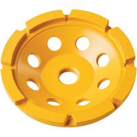 Dewalt, Dw4770, Grinding Wheels, Material Removal Accessories, 4 Inch, Yellow 4" Single Row Diamond Cup Grinding Wheel The Dewalt 4" Single Row Diamond Cup Grinding Wheel Is An Extremely Durable And Useful Attachment. Use This To Increase Your Efficiency And Decrease Your Work Time. Superior Build Quality Means You Will Be Using This Bit For Years With Minimal Wear And Tear. A Must Have For Any Professional Or Do-It-Yourselfer. Features: Extended Performance Diamond Matrix Provides 350X's The Life Of Conventional Abrasives And Aggressive Material Removal - Large Grinding Segments With Heat Treated Steel Bodies Which Provides Increases Durability And Wheel Life - Specifications: Diameter: 4" - Arbor Diameter: 5/8-11" - Application: Single Segment Row - Application: General Purpose Masonry Grinding - Max Rpm: 15000 - Dewalt Is Firmly Committed To Being The Best In The Business, And This Commitment To Being Number One Extends To Everything They Do, From Product Design And Engineering To Manufacturing And Service.